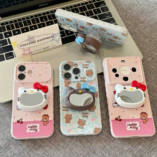 Big-Mouth Cat Mirror Stand Phone Case