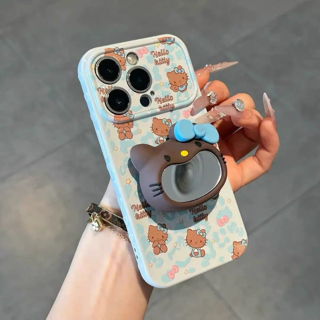 Big-Mouth Cat Mirror Stand Phone Case
