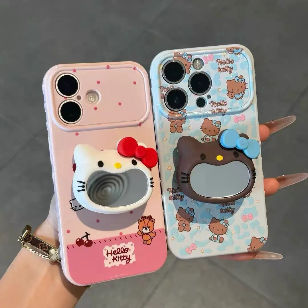 Big-Mouth Cat Mirror Stand Phone Case