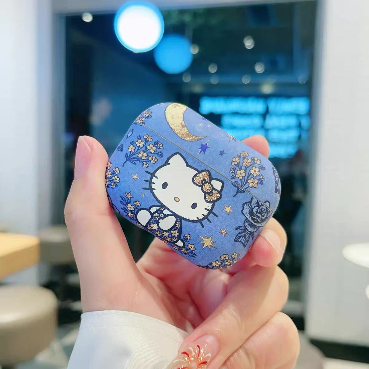 Denim-style Kitty protective case for Apple AirPods