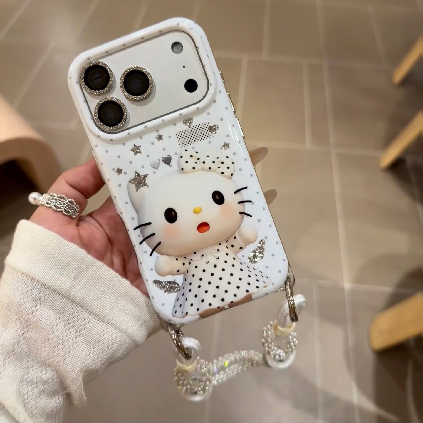 Korean style polka dot dress, Hello Kitty phone case