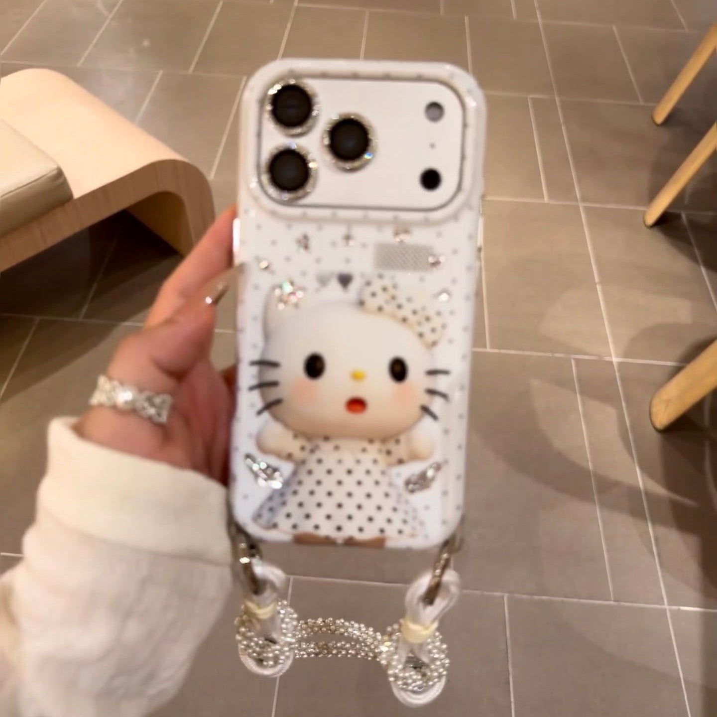 Korean style polka dot dress, Hello Kitty phone case