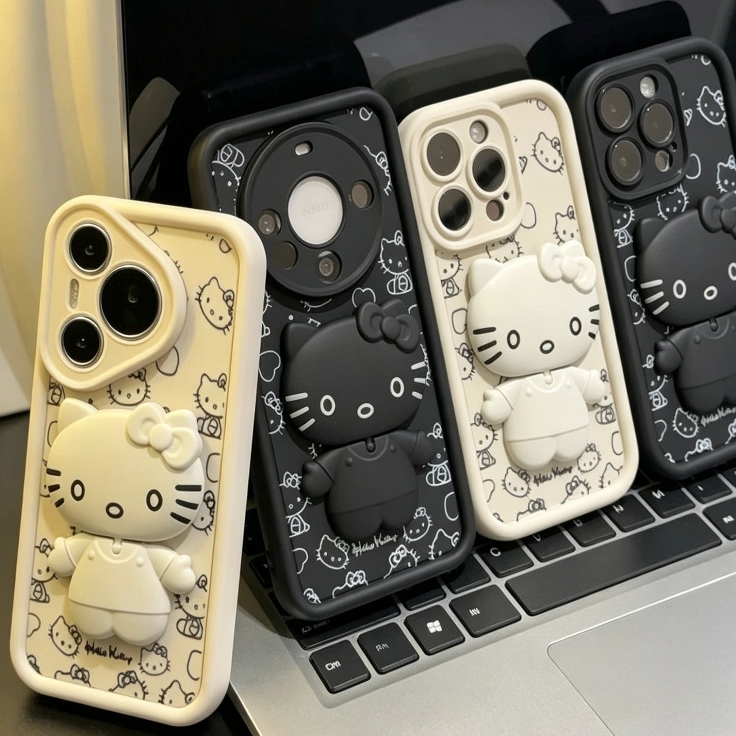 Line-art Hello Kitty foldable mirror stand phone case