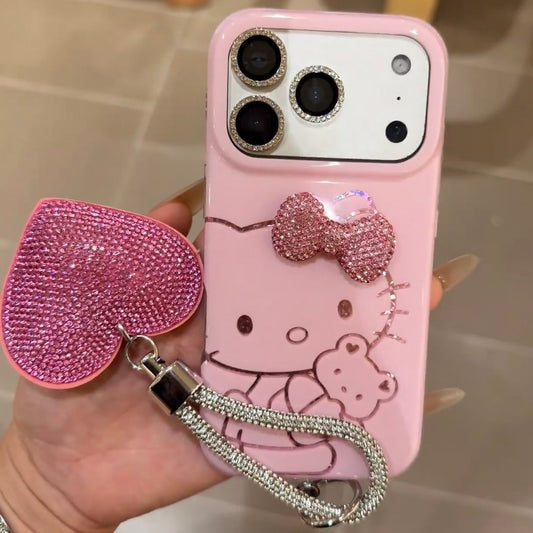 Pink Hello Kitty Bow Lanyard Phone Case