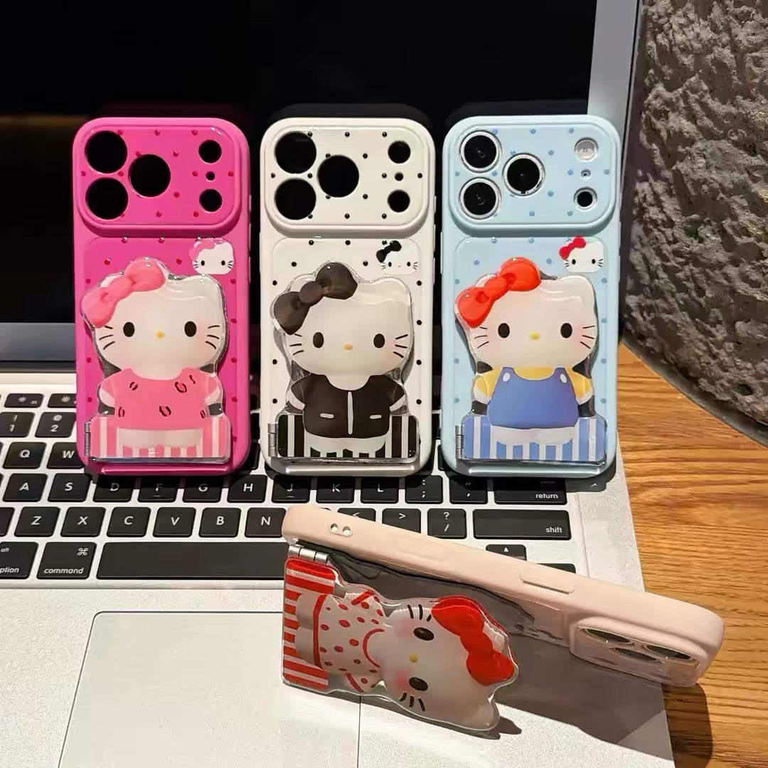 Cartoon cat mirror stand phone case
