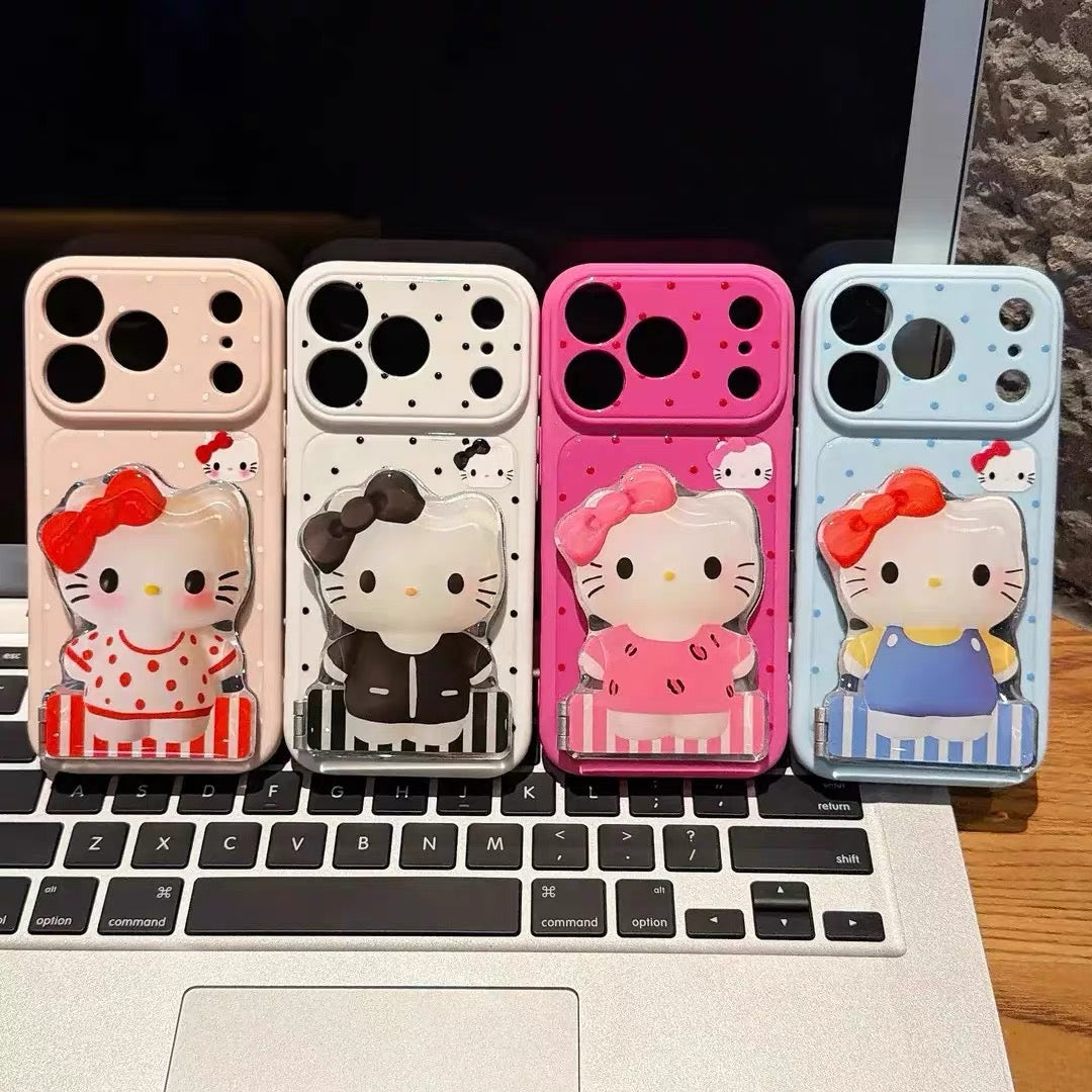 Cartoon cat mirror stand phone case