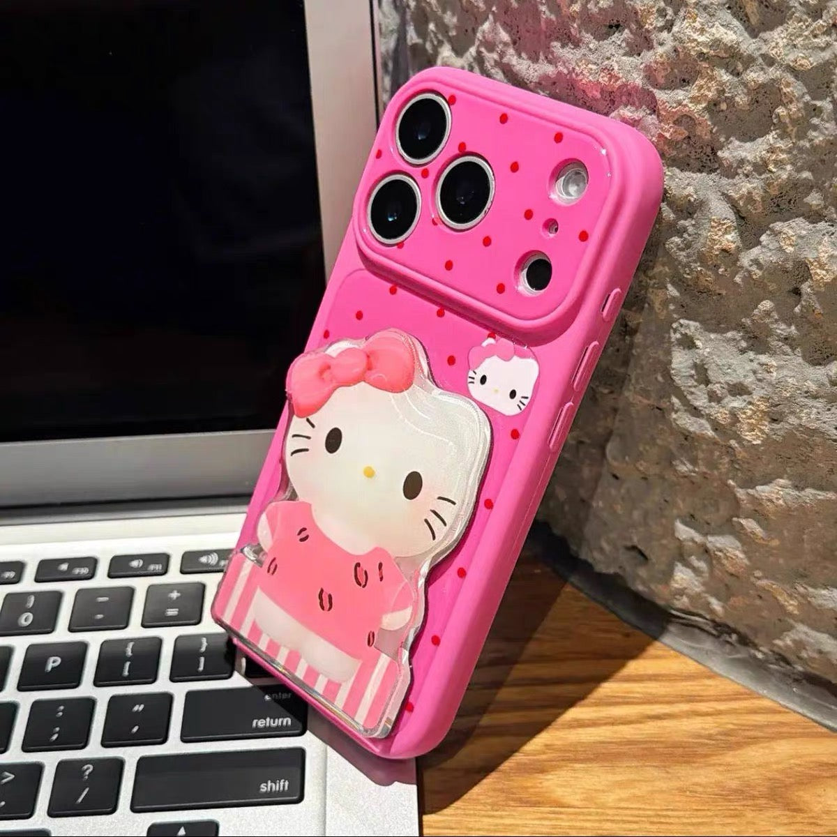 Cartoon cat mirror stand phone case