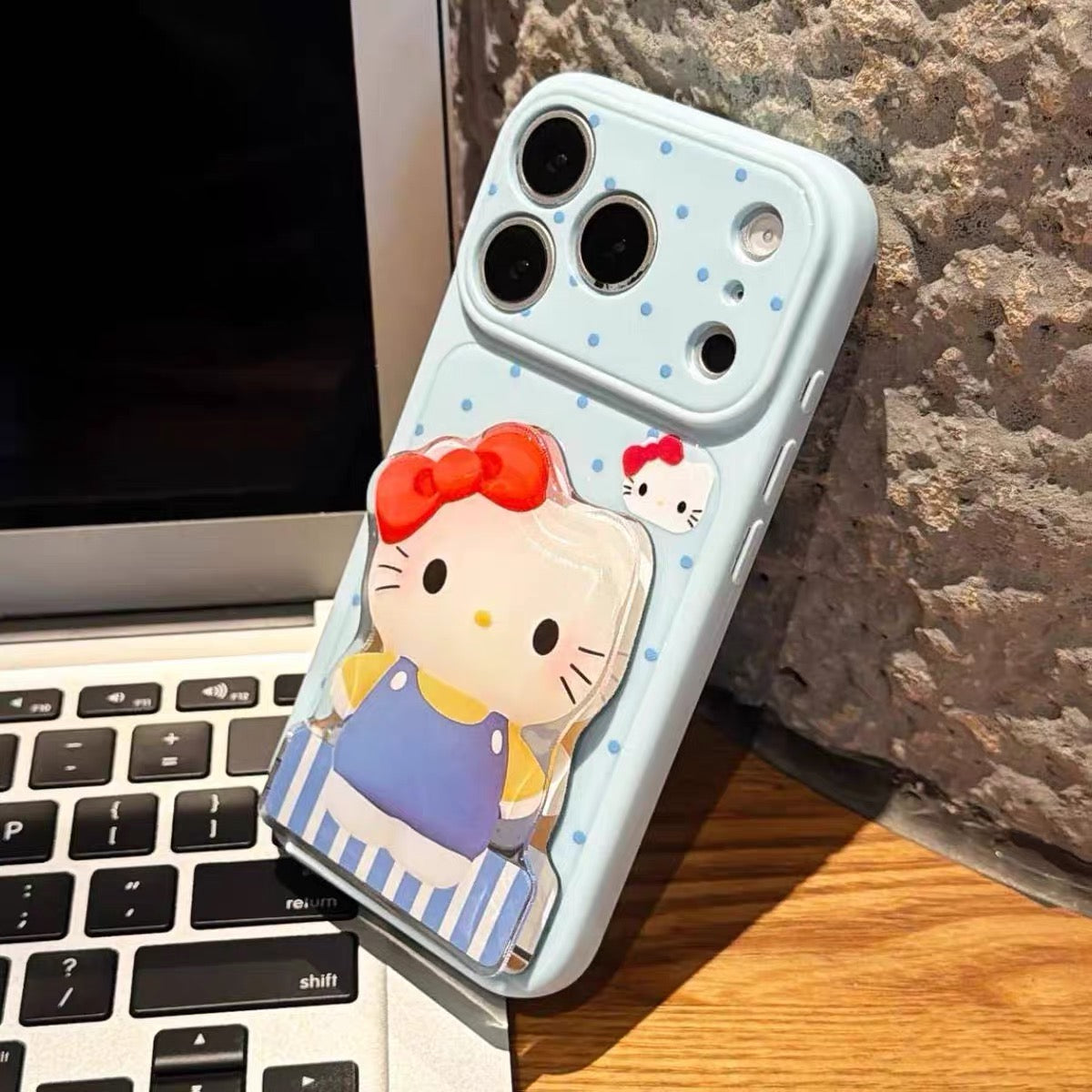 Cartoon cat mirror stand phone case