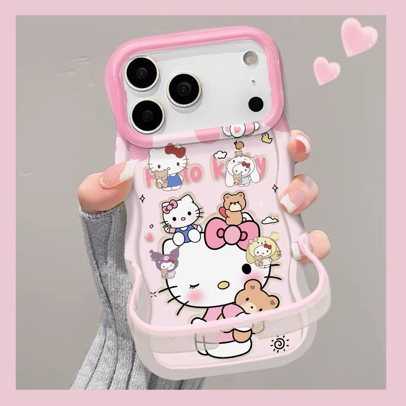 Pink HelloKitty invisible double stand phone case