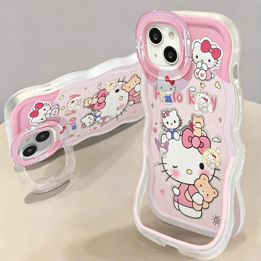 Pink HelloKitty invisible double stand phone case