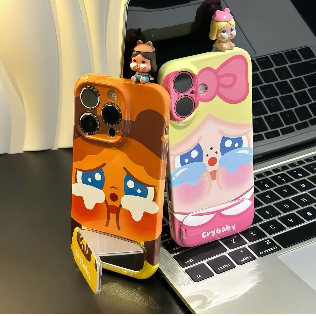Cute "Crying Baby" Phone Case with Mirror Stand