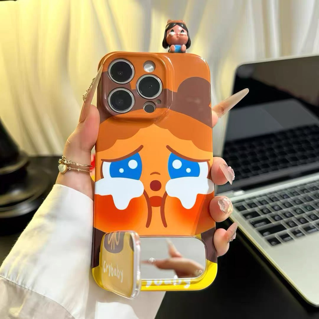 Cute "Crying Baby" Phone Case with Mirror Stand