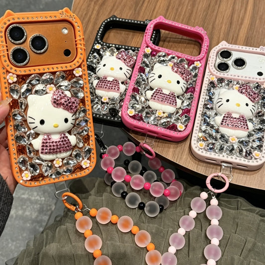 Cute rhinestone-studded Hello Kitty phone case (Instagram style)
