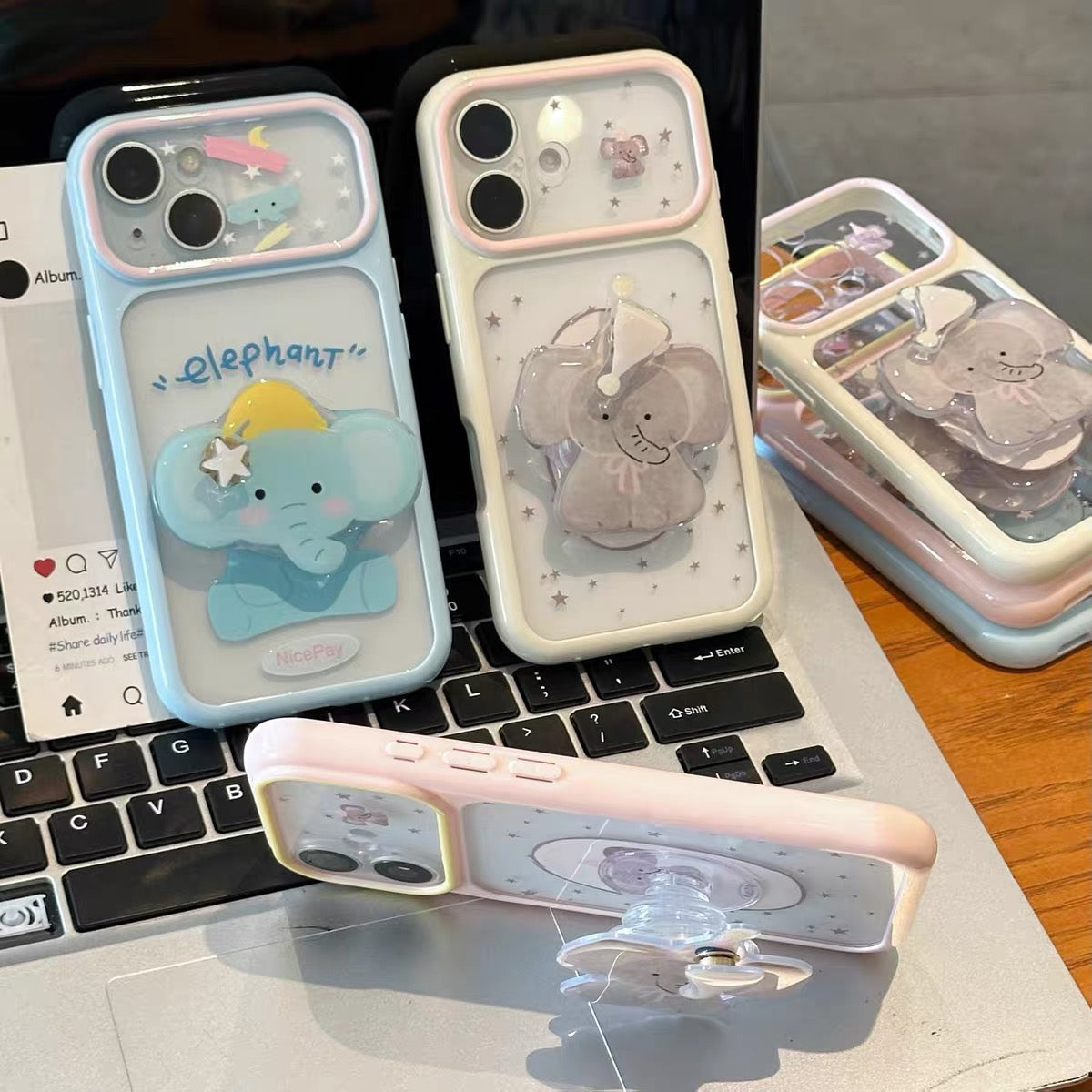 Cute Elephant Stand Phone Case