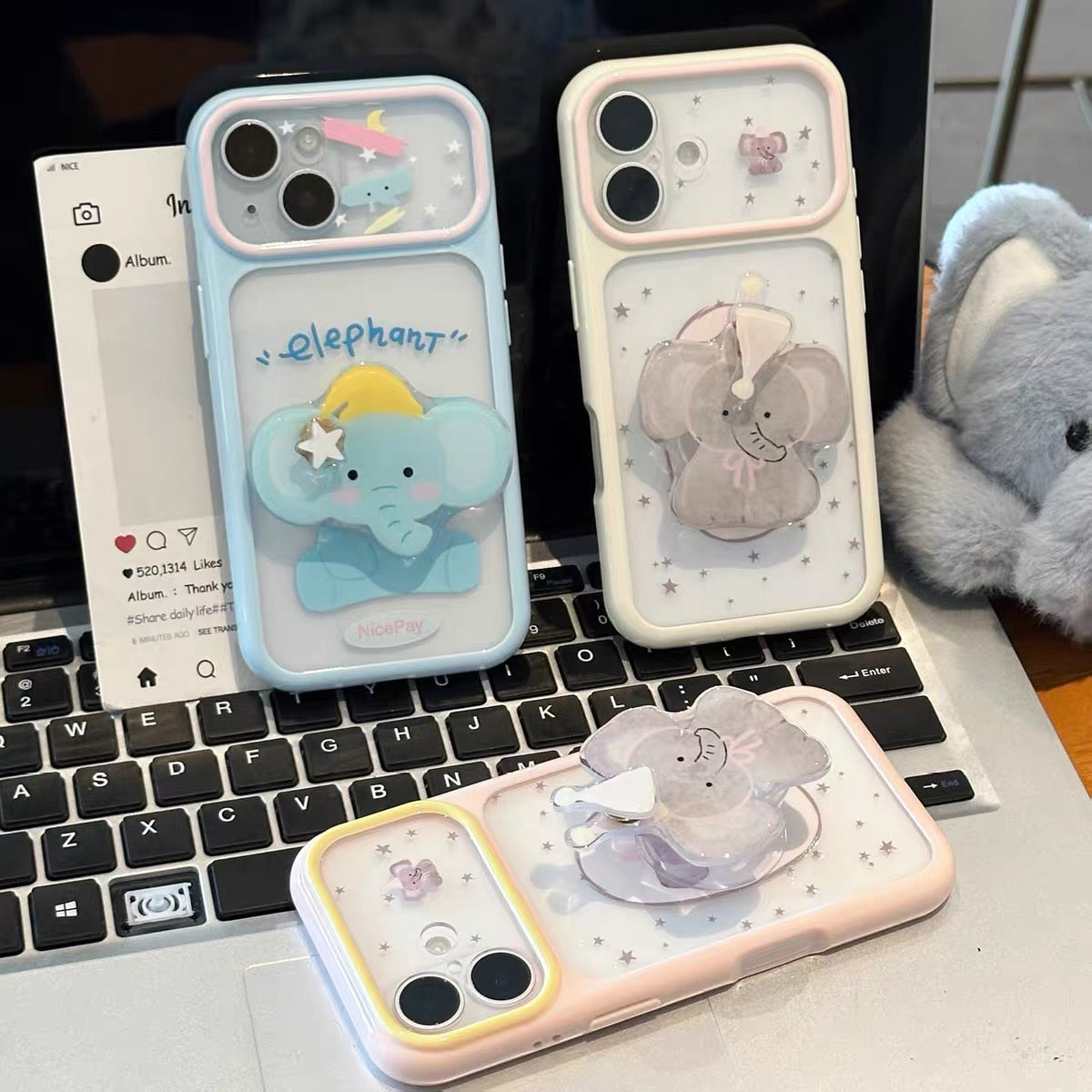 Cute Elephant Stand Phone Case