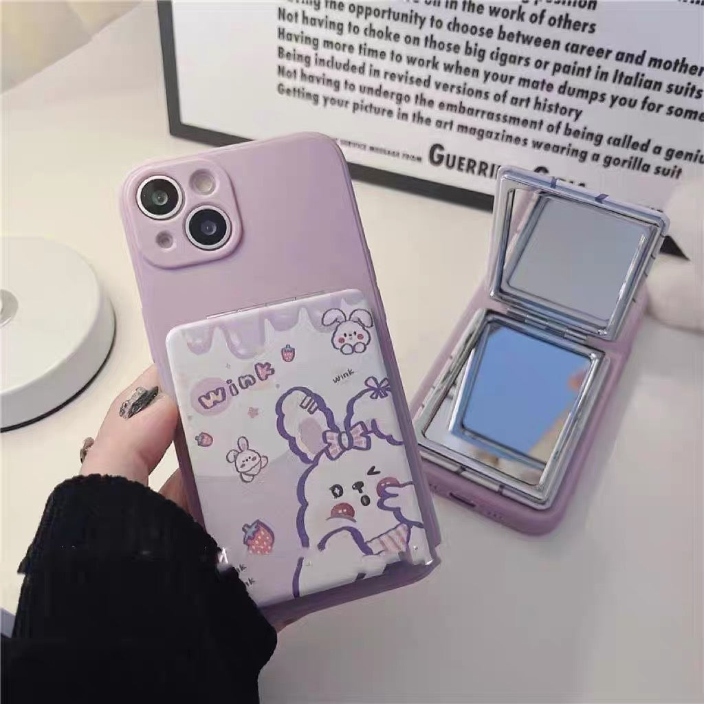 Cute girl-style makeup mirror phone case
