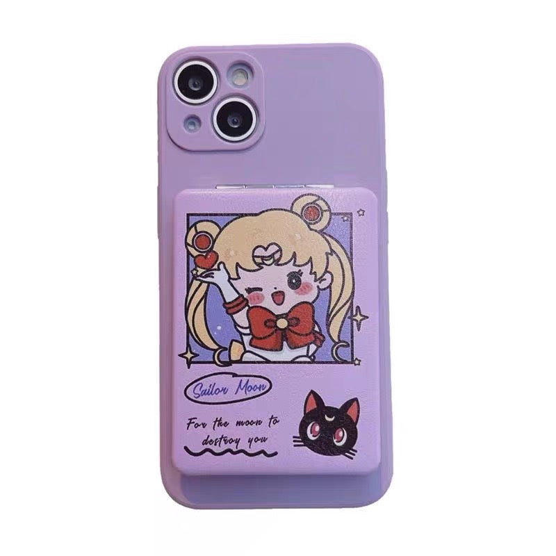 Cute girl-style makeup mirror phone case