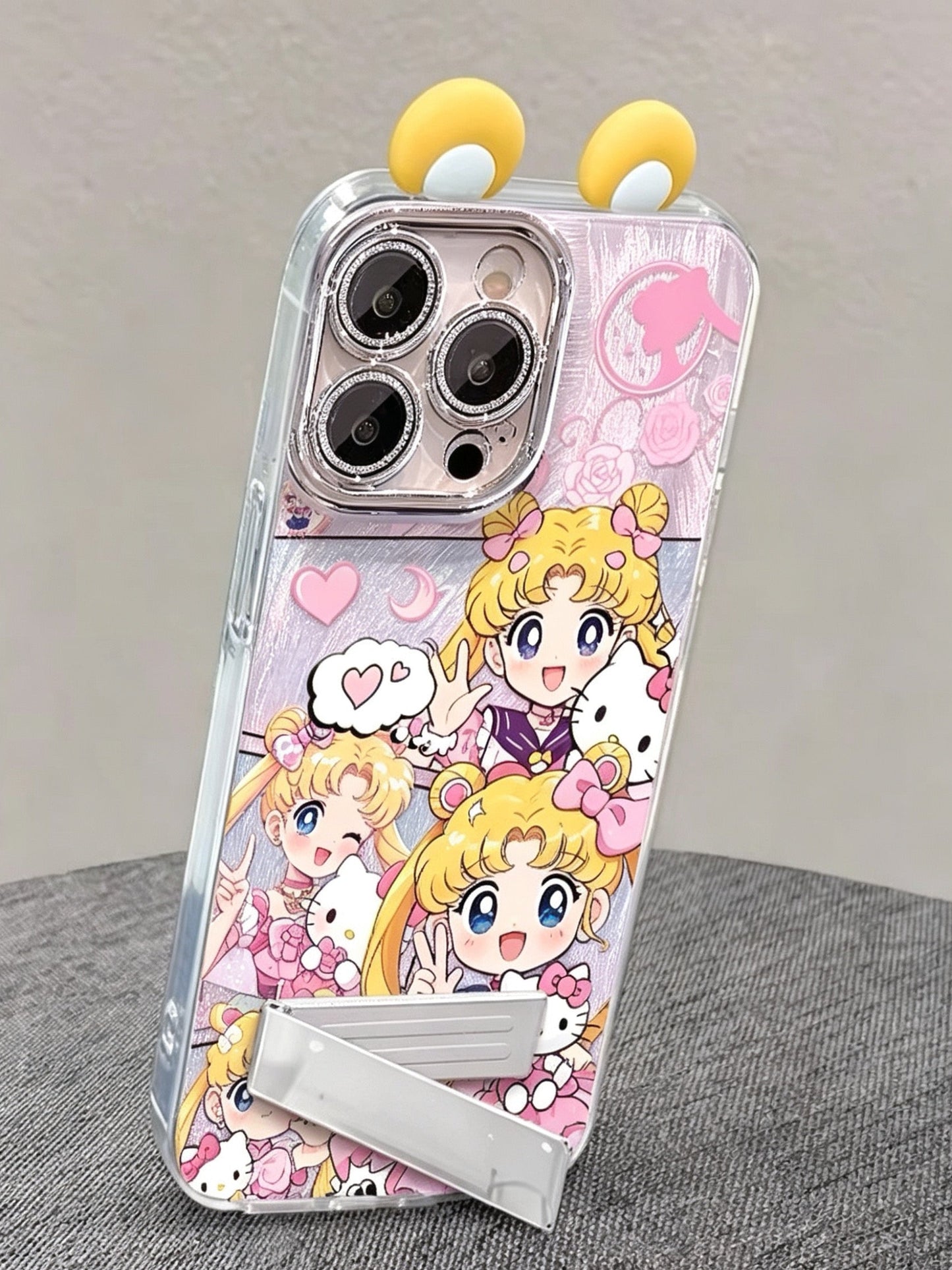 Sailor Moon Phone Case with Ears, Bracelet, and Kickstand