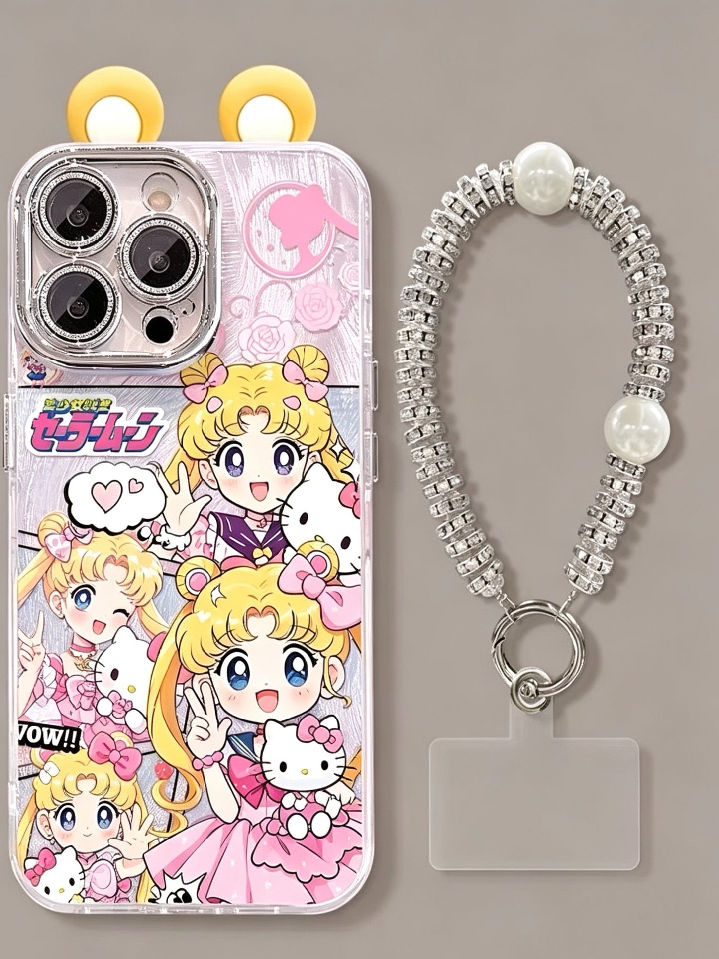 Sailor Moon Phone Case with Ears, Bracelet, and Kickstand