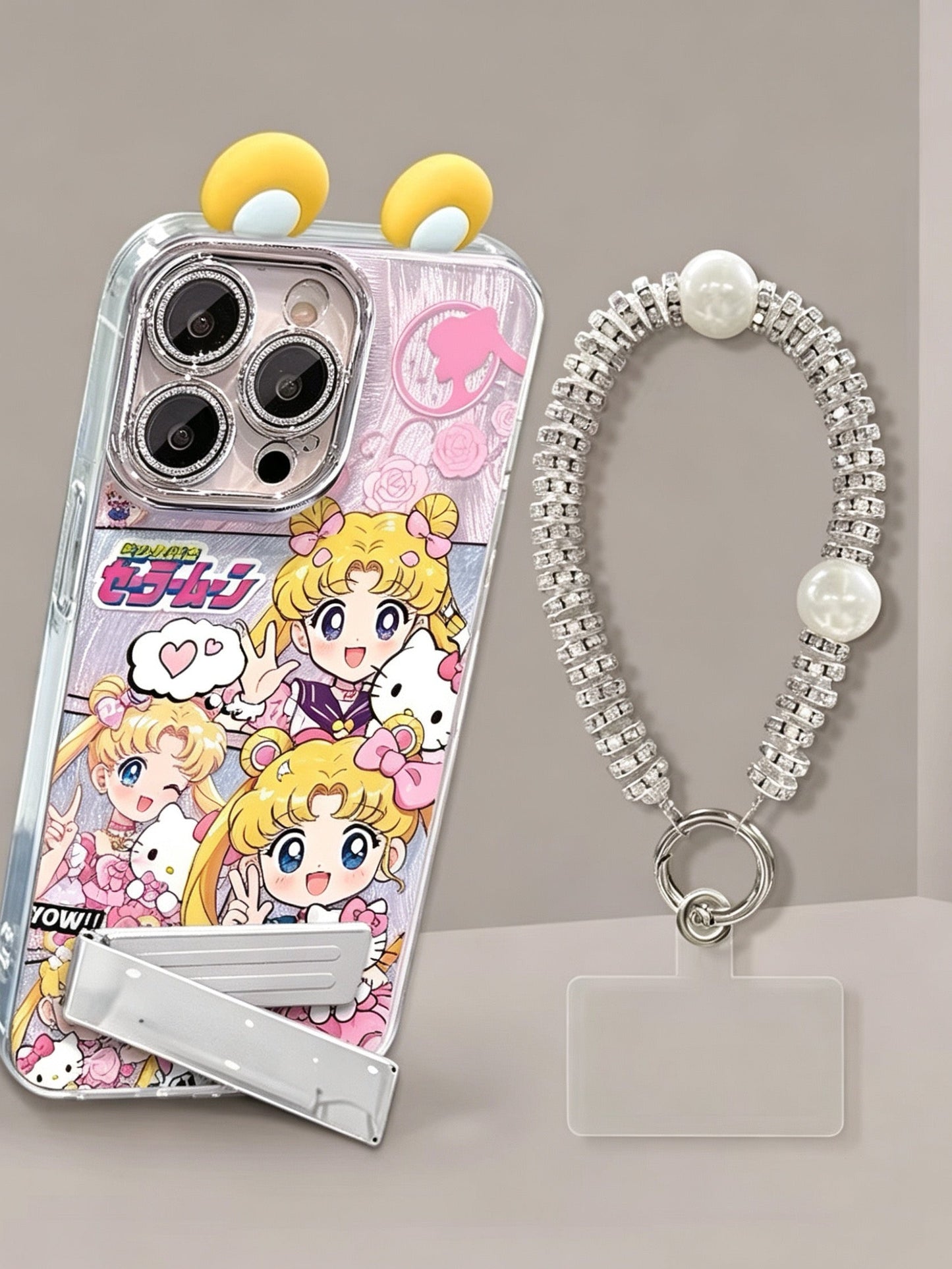 Sailor Moon Phone Case with Ears, Bracelet, and Kickstand