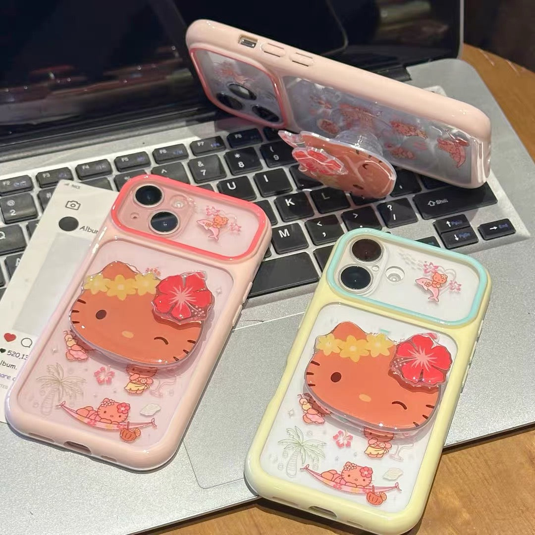 Floral Kitten Phone Case with Kickstand