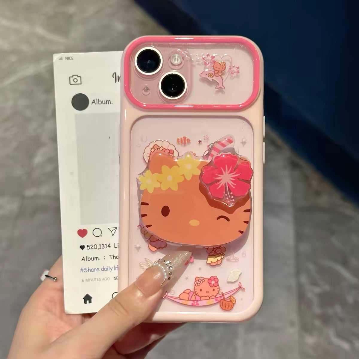 Floral Kitten Phone Case with Kickstand
