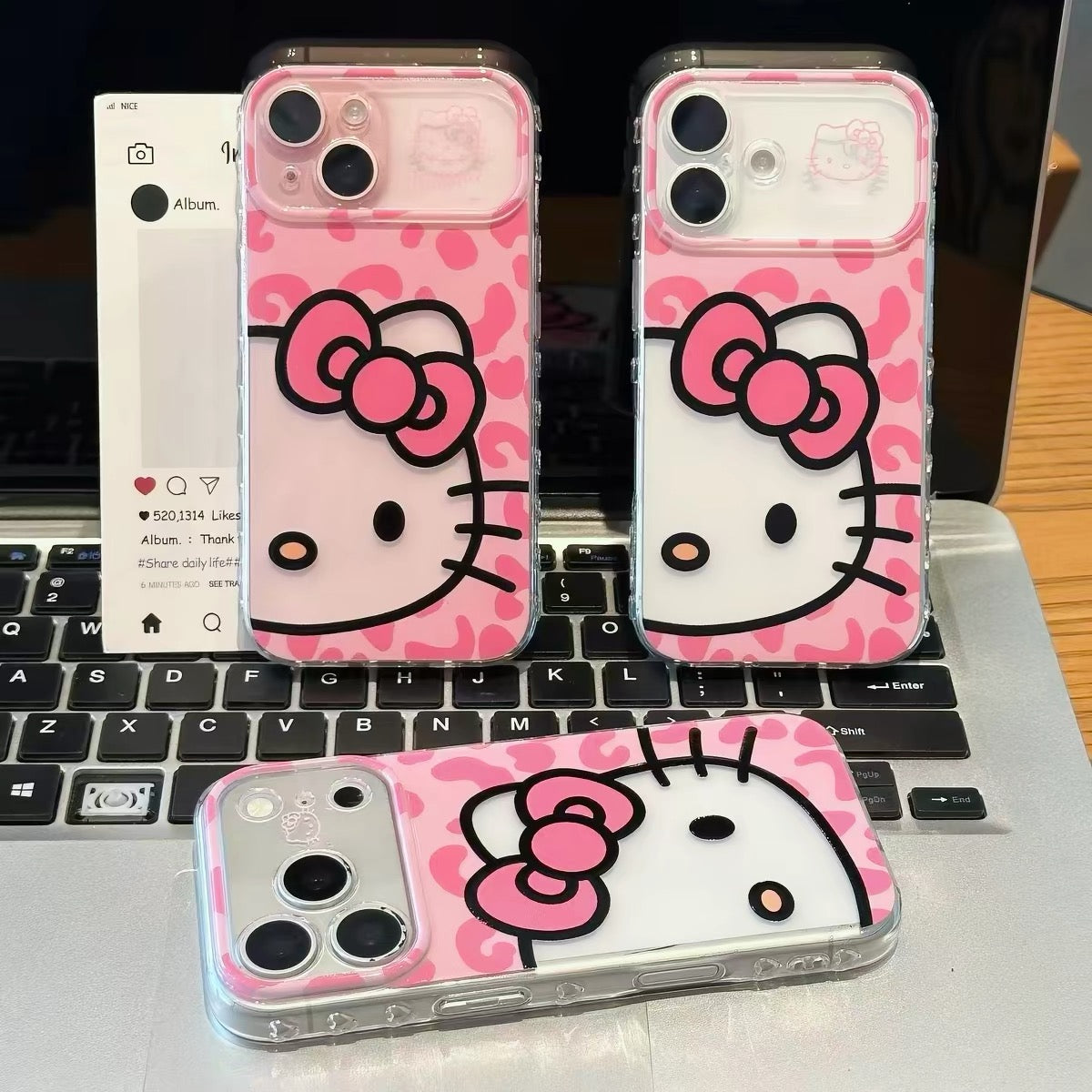 Leopard-print cutout half-face TK cat phone case