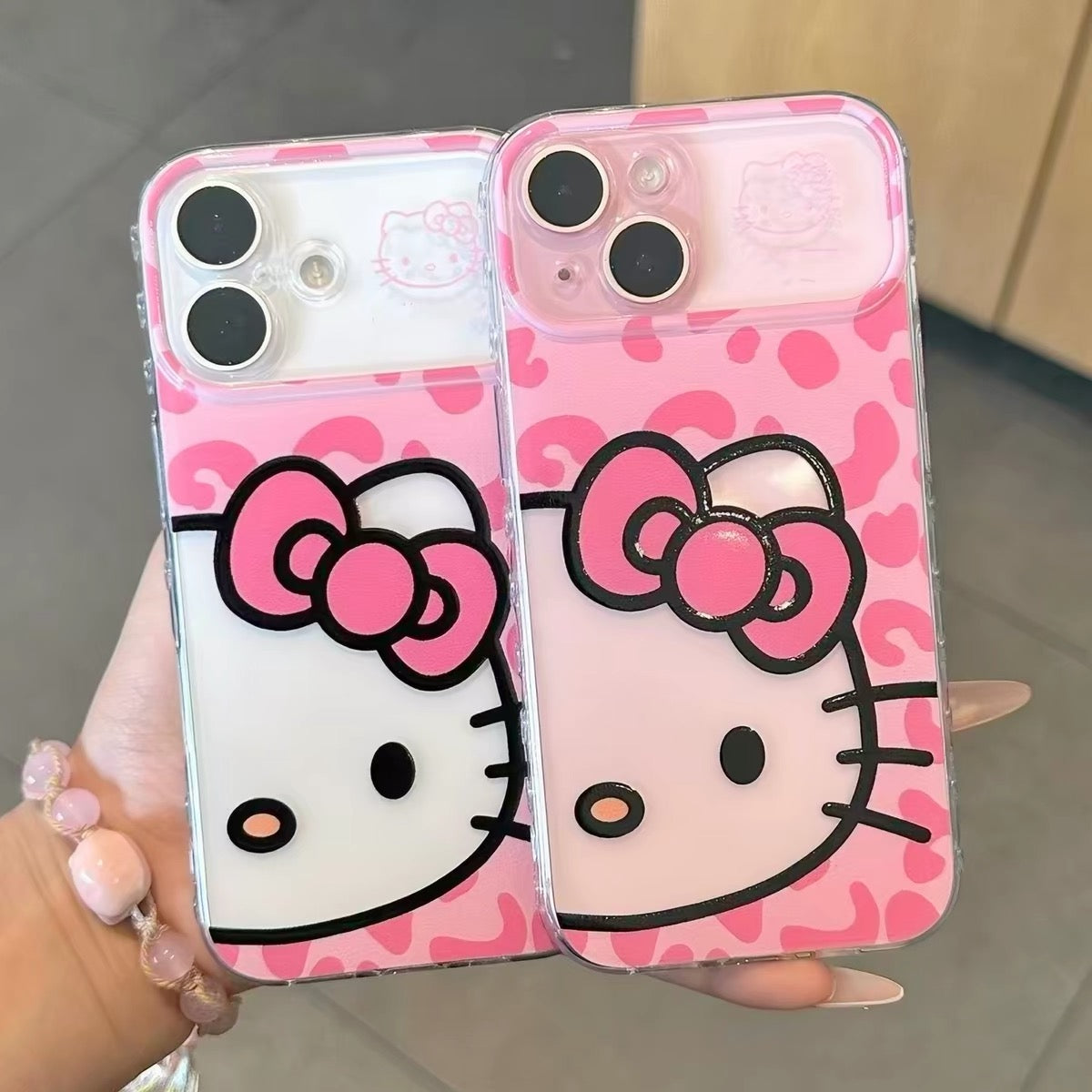 Leopard-print cutout half-face TK cat phone case