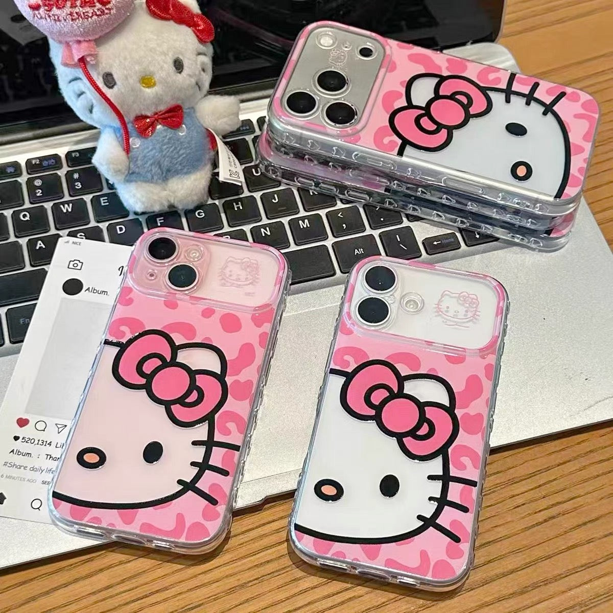 Leopard-print cutout half-face TK cat phone case