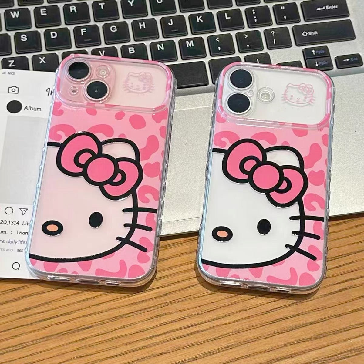 Leopard-print cutout half-face TK cat phone case