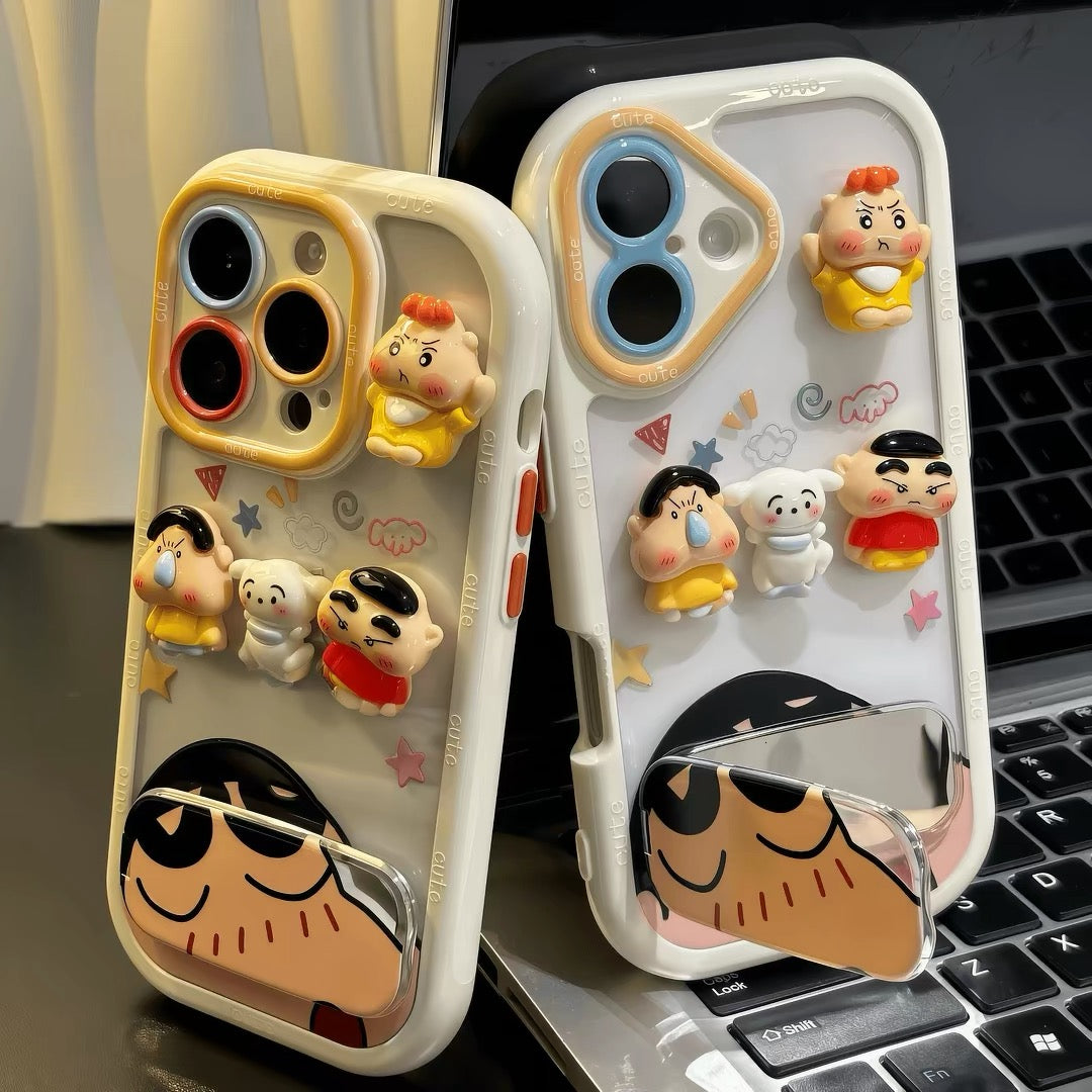 "Big-Headed Boy" Crayon Shin-chan Phone Case with Mirror Stand