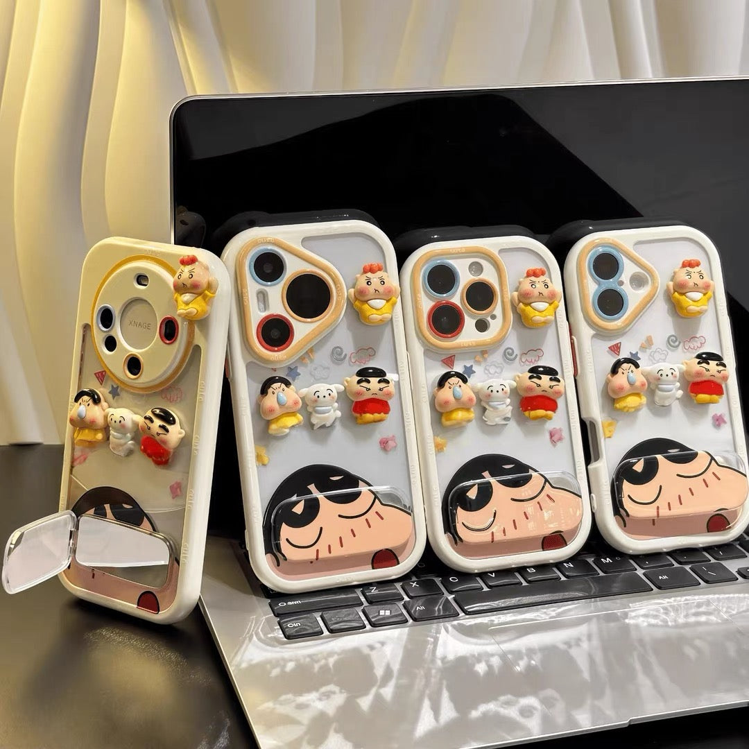 "Big-Headed Boy" Crayon Shin-chan Phone Case with Mirror Stand
