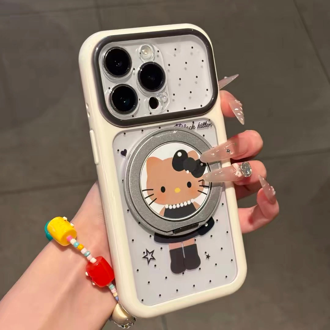 Black Cat Rotating Stand Phone Case