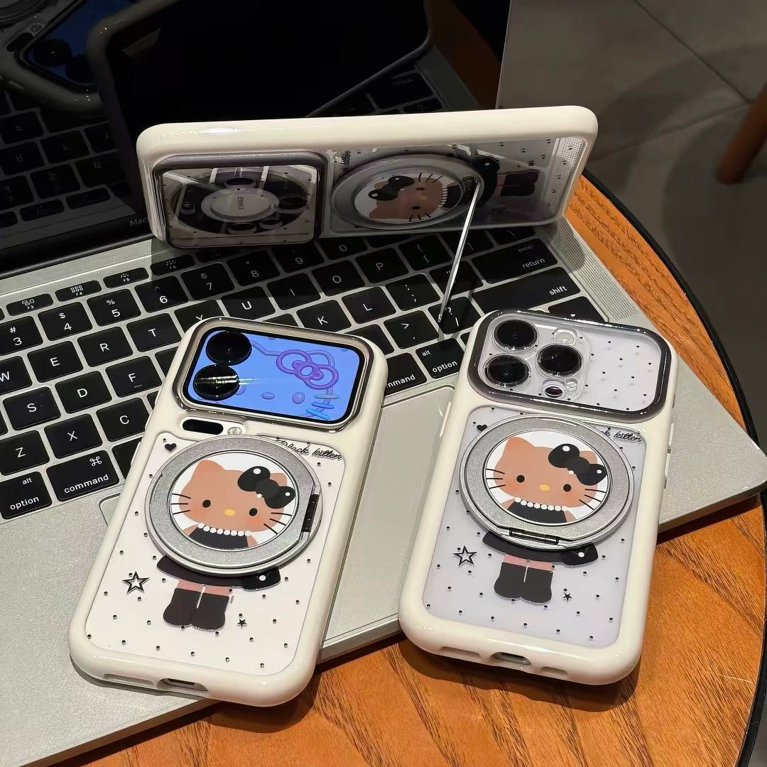 Black Cat Rotating Stand Phone Case