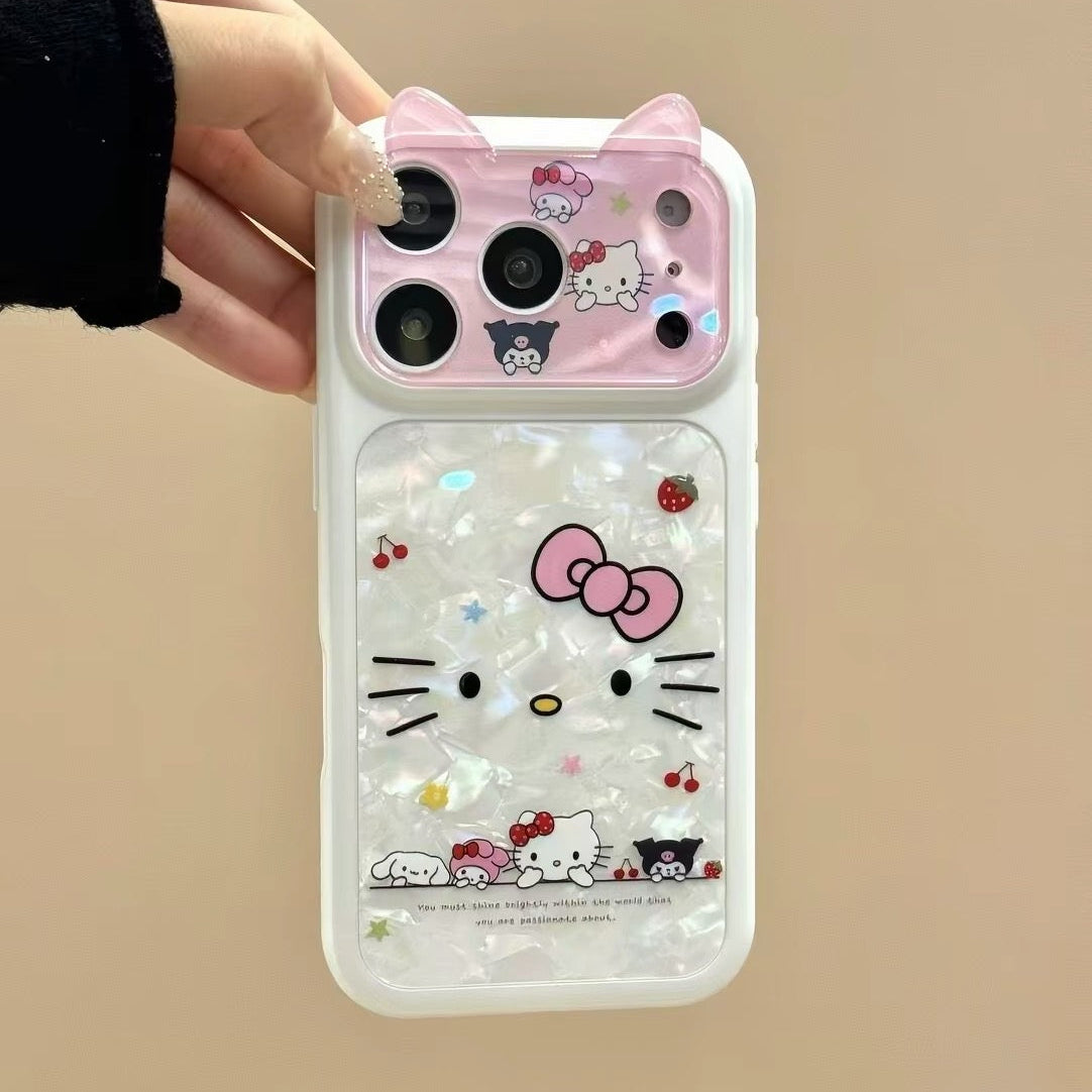 Cute Sanrio phone case with 3D cat ears