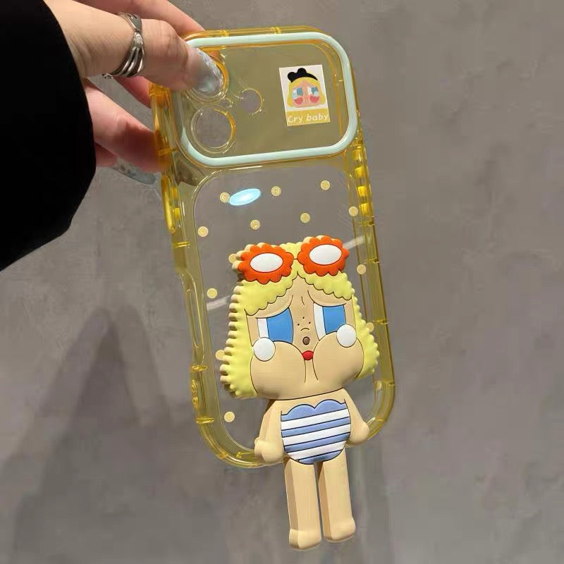 Black Polka-Dot Cat Folding Stand Phone Case