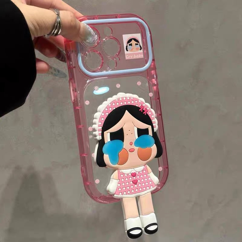 Black Polka-Dot Cat Folding Stand Phone Case