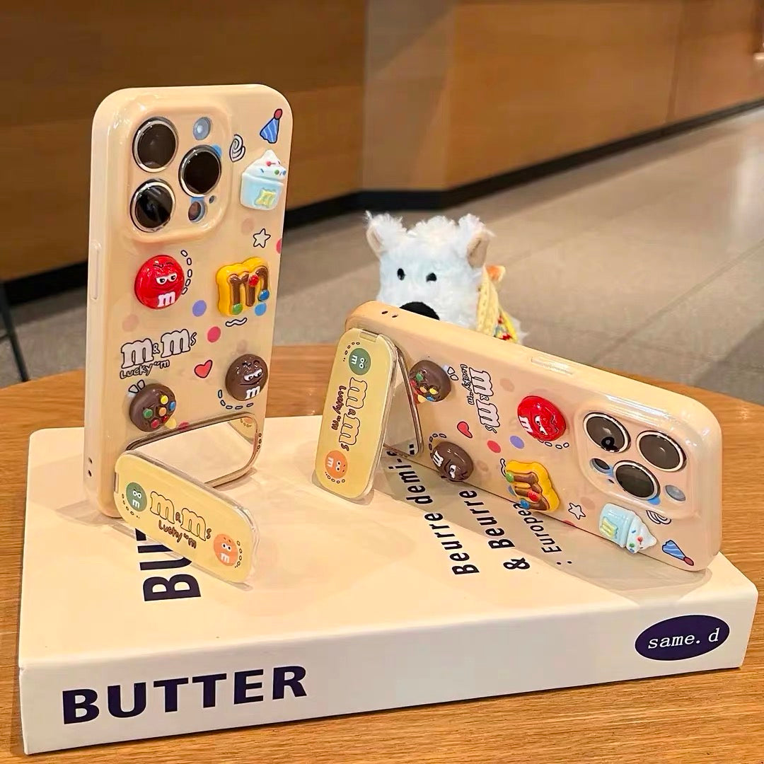 Chocolate M&M's Phone Case with Mirror and Kickstand