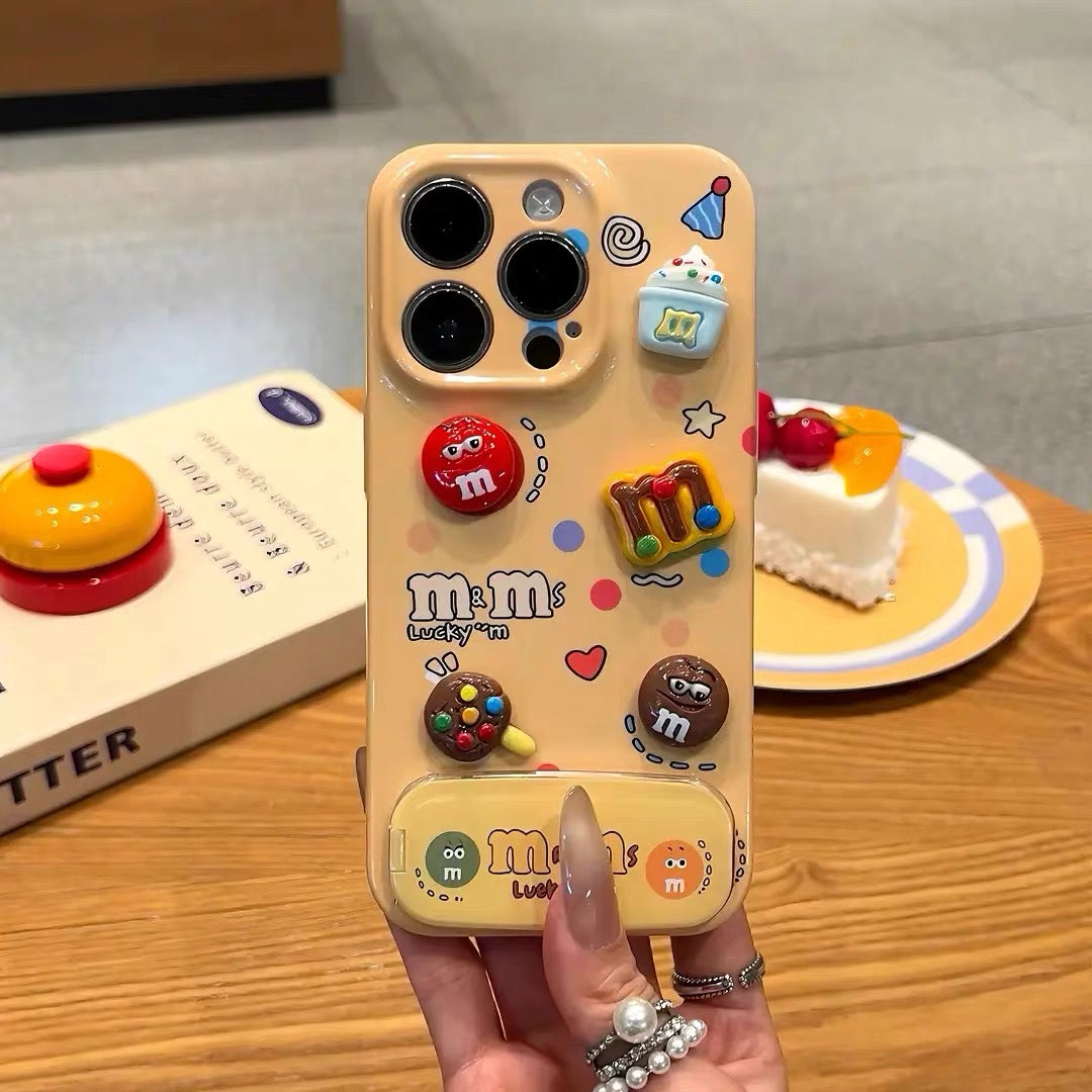 Chocolate M&M's Phone Case with Mirror and Kickstand