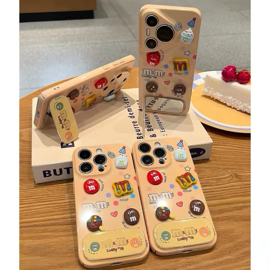 Chocolate M&M's Phone Case with Mirror and Kickstand