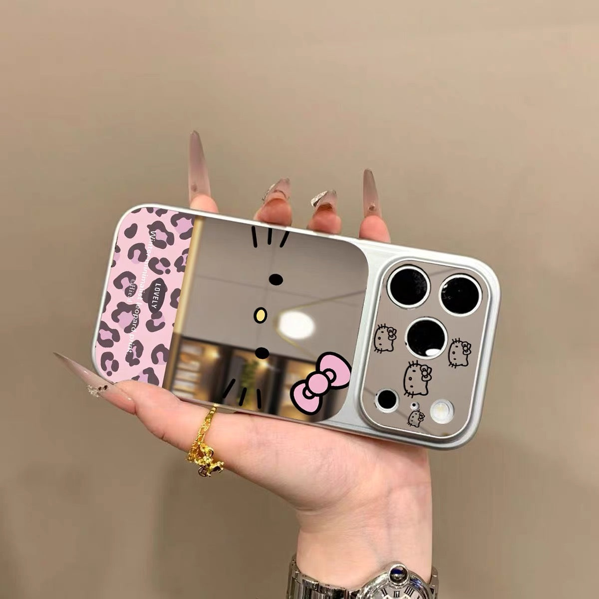 Leopard-print Hello Kitty phone case