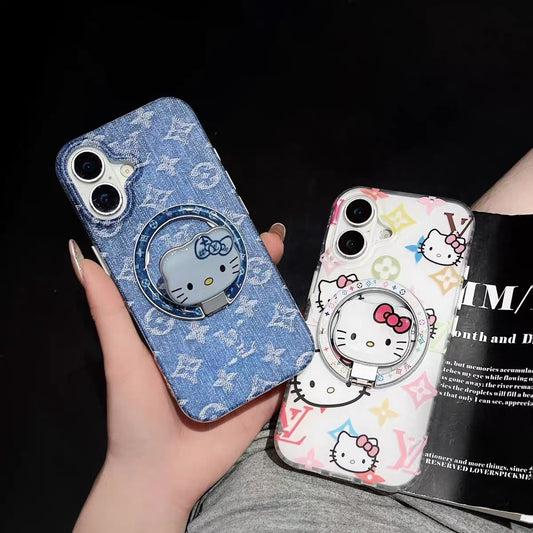 Denim Hello Kitty Rotating Magnetic Stand Phone Case