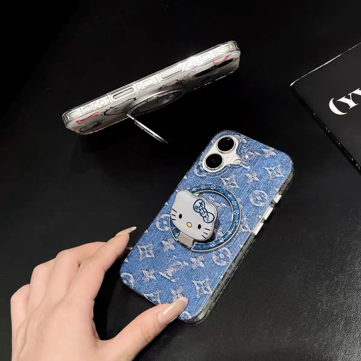 Denim Hello Kitty Rotating Magnetic Stand Phone Case