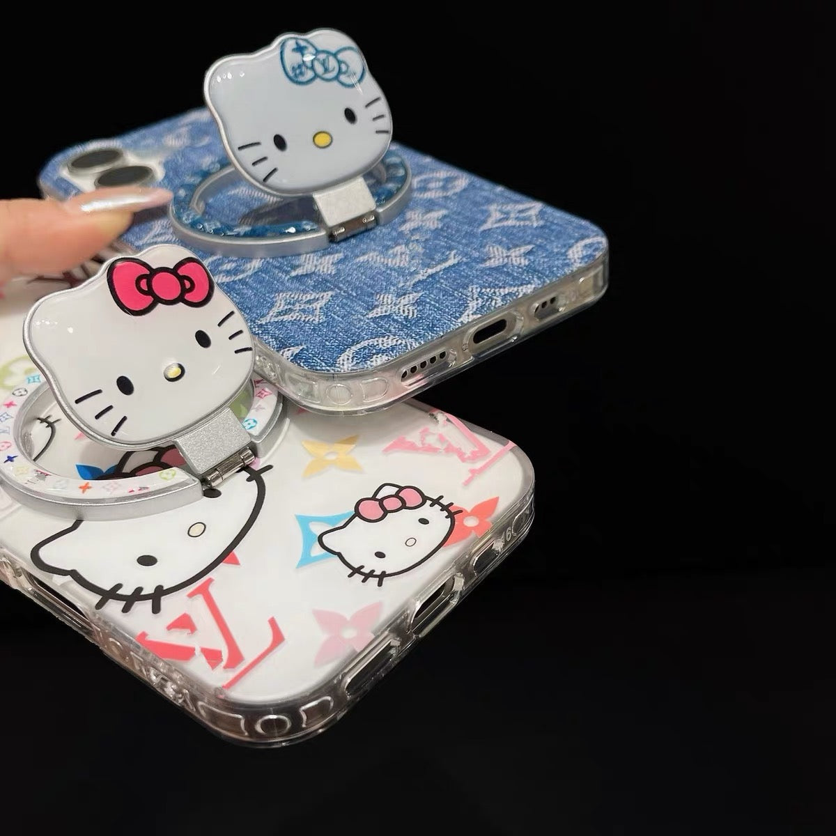 Denim Hello Kitty Rotating Magnetic Stand Phone Case