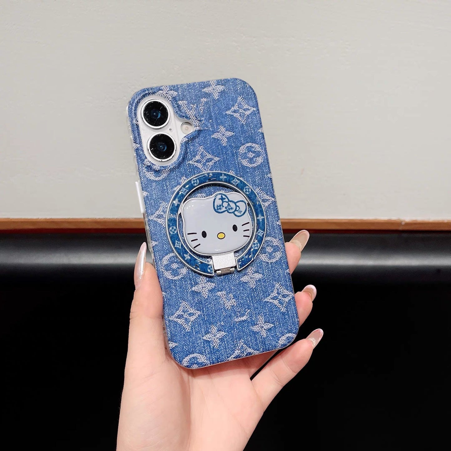 Denim Hello Kitty Rotating Magnetic Stand Phone Case