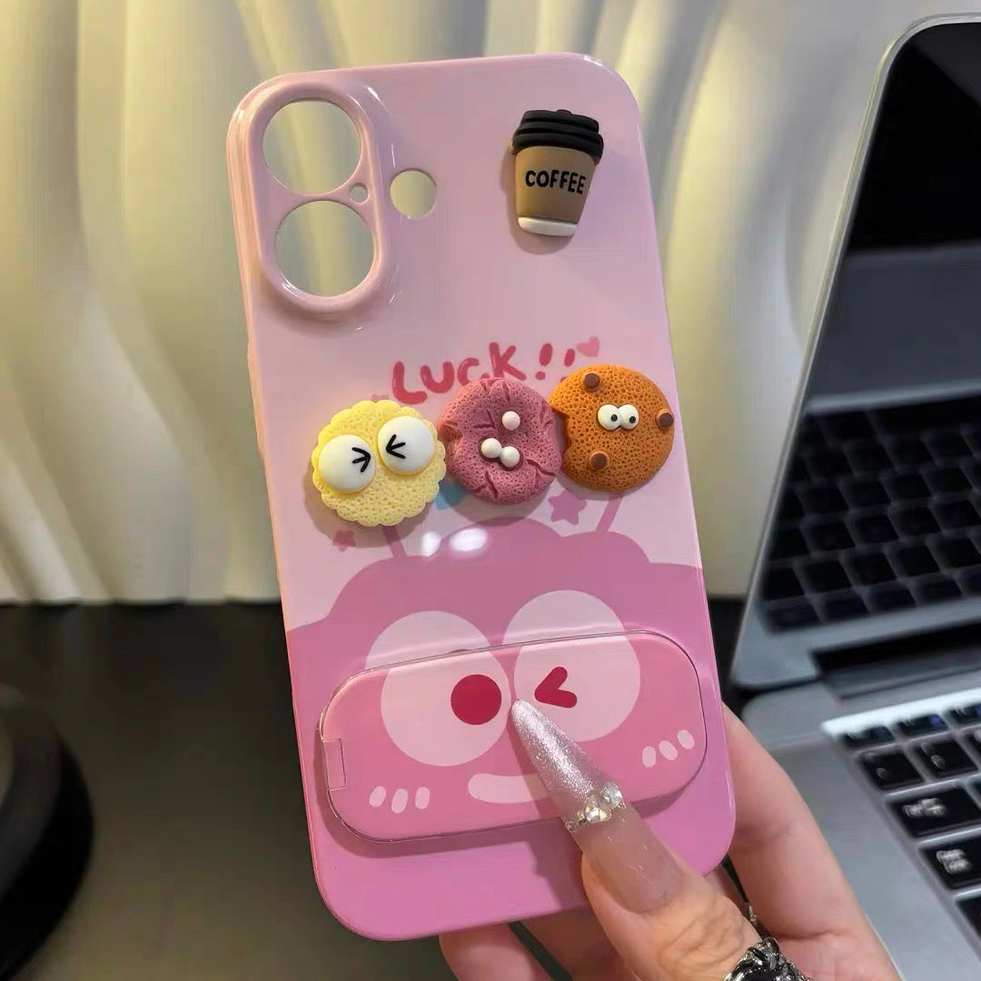 Briquette-style coffee mirror-stand phone case