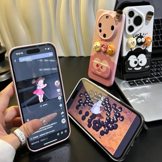 Briquette-style coffee mirror-stand phone case