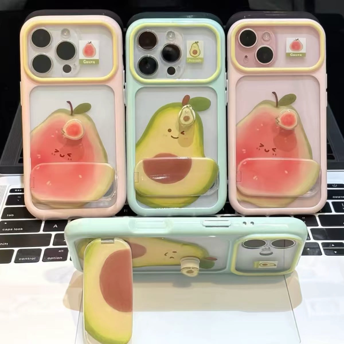 Rotating Guava-Themed Phone Case with Mirror Stand