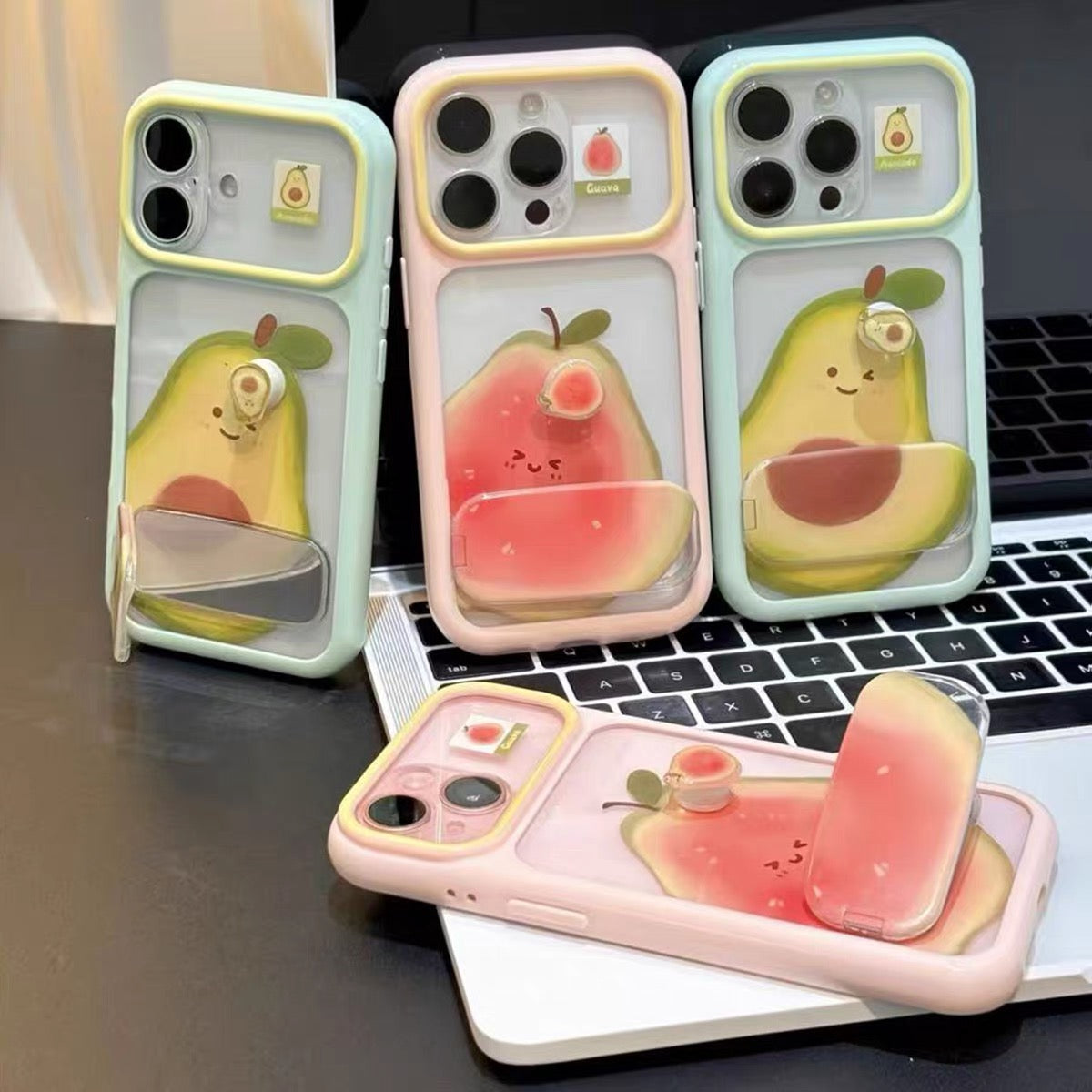 Rotating Guava-Themed Phone Case with Mirror Stand