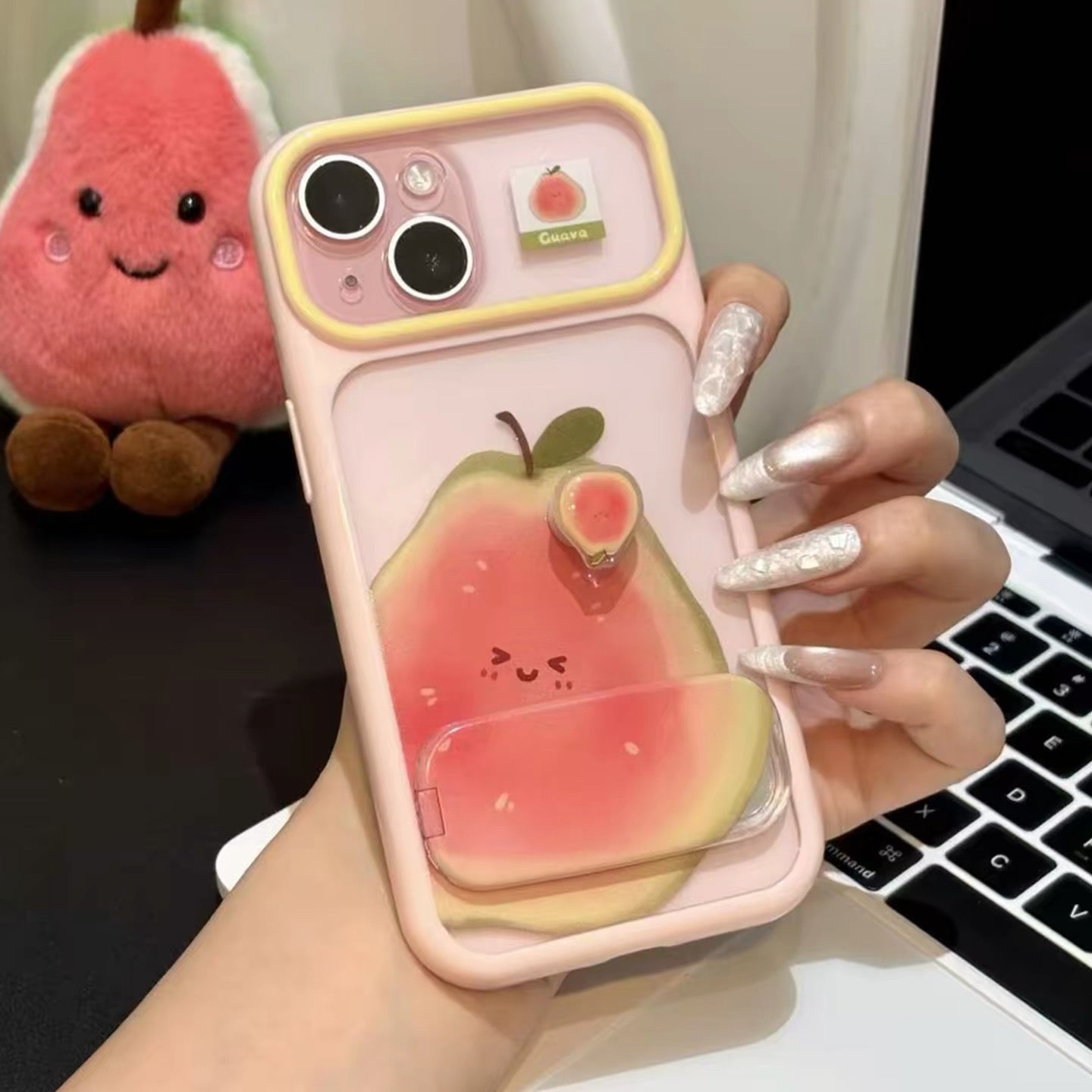 Rotating Guava-Themed Phone Case with Mirror Stand